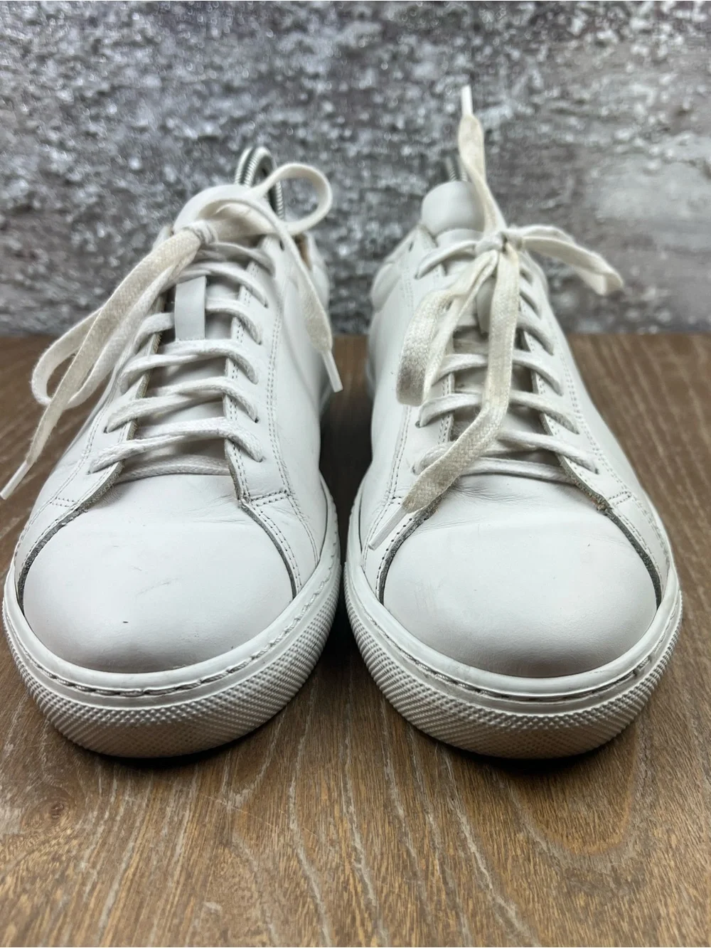 602 Suitsupply Minimalist White Leather Men’s Sneakers 9 US